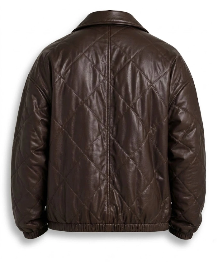 Mens Dark Brown Oversized Quilted Jacket