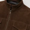 Mens Dark Brown Slim Fit Suede Jacket