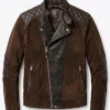 Mens Dark Brown Suede Leather Jacket Cafe Racer Style