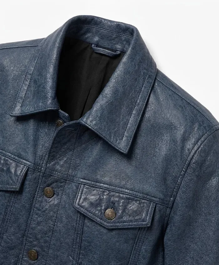 Mens Denim Style Trucker Blue Washed Jacket