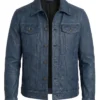 Mens Denim Trucker Blue Washed Leather Jacket