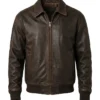 Mens Distressed Bomber Brown Leather Jacket
