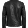 Mens Grey Collar Waxed Leather Jacket