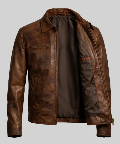 Mens Inferno Brown Leather Jacket