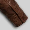 Mens Inferno Brown Leather Jacket Close Up Cuff
