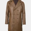 Mens Lambskin Leather Brown Car Coat For Sale