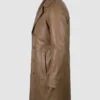 Mens Lambskin Leather Brown Trench Car Coat