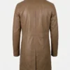 Mens Lambskin Leather Brown Trench Car Coat For Sale