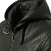Mens Leather Jacket with Hood