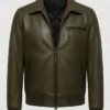 Mens Olive Green Quilted Shoulders Bomber Jacket