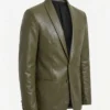 Mens Olive Green Single Button Blazer