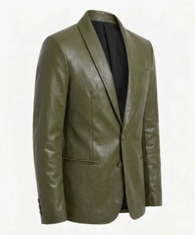 Mens Olive Green Single Button Blazer