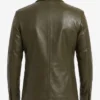 Mens Olive Single Button Leather Blazer