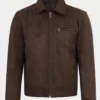 Mens Premium Brown Chocolate Suede Trucker Jacket For Sale