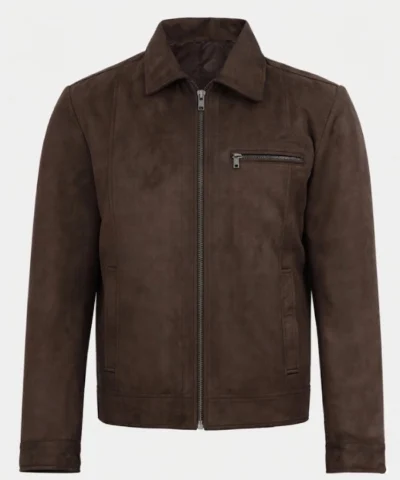 Mens Premium Brown Chocolate Suede Trucker Jacket For Sale