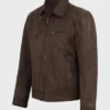 Mens Premium Chocolate Brown Trucker Suede Jacket For Sale