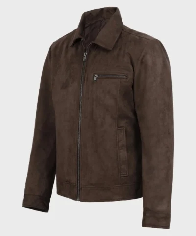 Mens Premium Chocolate Brown Trucker Suede Jacket For Sale