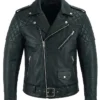 Mens Quilted Cafe Racer Green Biker Jacket