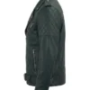 Mens Quilted Shoulder Cafe Racer Biker Leather Jacket
