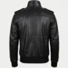 Mens Real Cowhide Leather Black Bomber Jacket