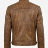 Men's Real Leather Biker Style Camel Brown Jacket