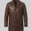 Mens Tan Brown Real Lambskin Leather Coat