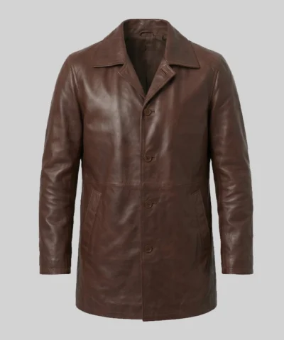 Mens Tan Brown Real Lambskin Leather Coat