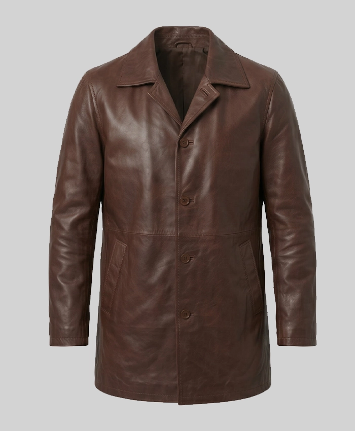 Mens Tan Brown Real Lambskin Leather Coat