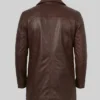Mens Tan Distressed Leather Car Coat