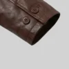 Mens Tan Distressed Leather Car Coat Close Up Cuff