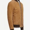Mens Tan Suede Bomber Jacket