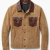 Mens Tan Suede Jacket with Real Leather Detail