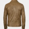 Mens Trucker Camel Wax Leather Jacket