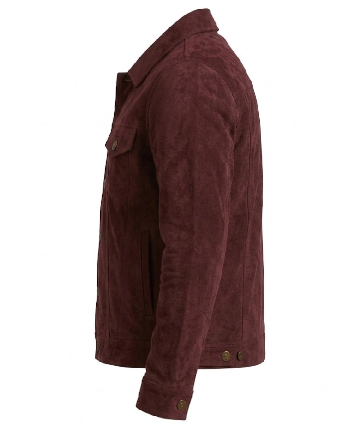 Mens Trucker Suede Leather Jacket