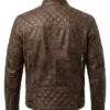 Mens Vintage Distressed Brown Leather Motorcycle Jacket