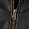 Mens premium black leather jacket with mystical design and modern slim fit