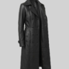 Moonlight Black Leather Trench Coat with Belt For Women