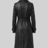 Moonlight Black Leather Trench Coat with Belt Womens