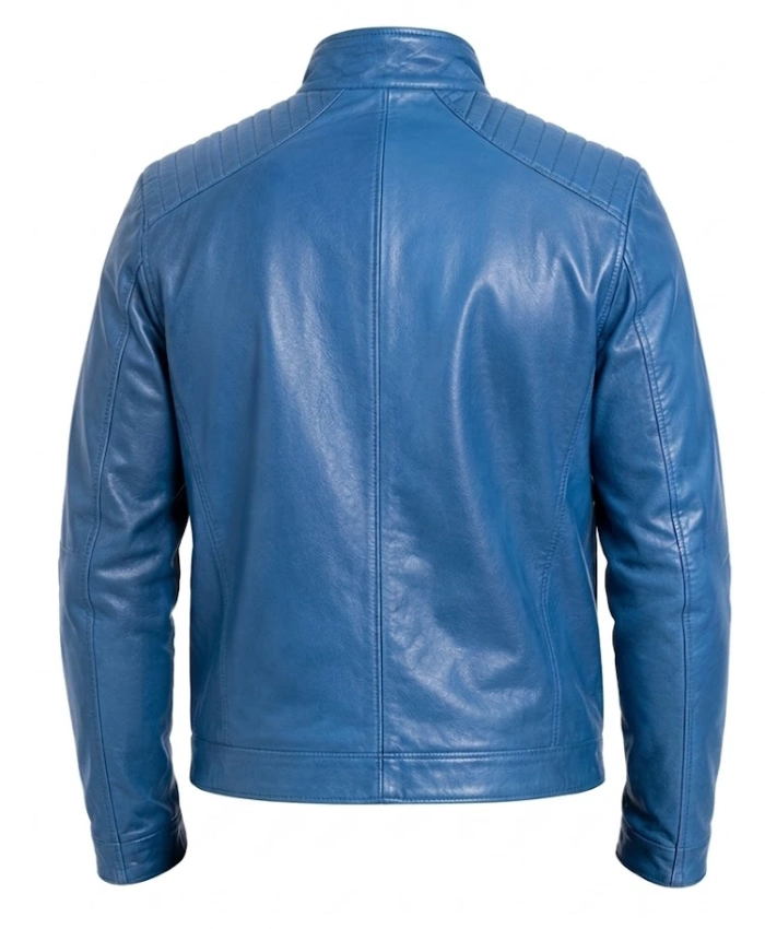Mens Leather Stand Jacket