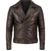 Noah Brown Leather Biker Jacket For Sale