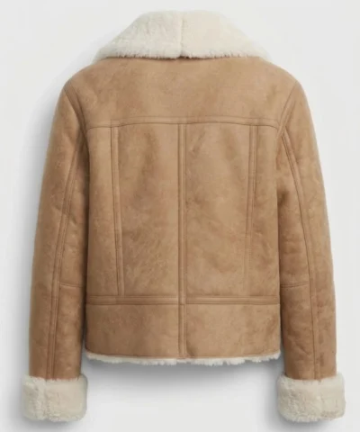 Nymeria Tan Shearling Full Zip Jacket 