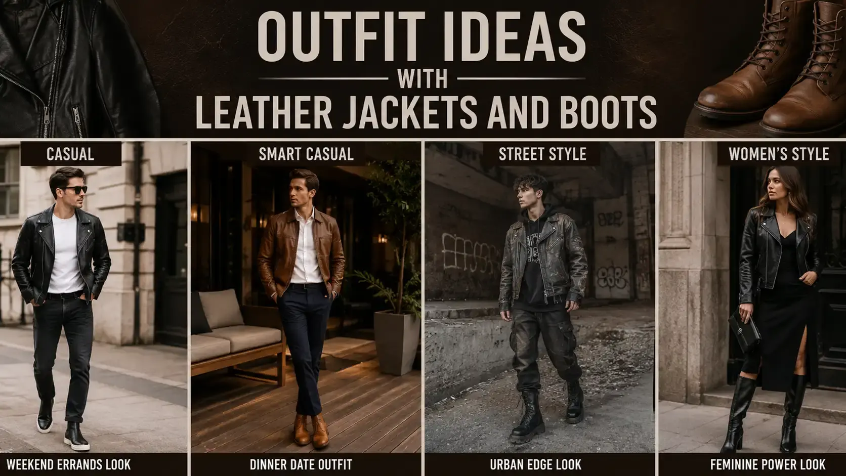 Outfit Ideas with Leather Jackets and Boots