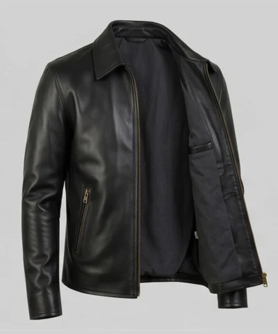 Premium black leather outerwear offering modern style and durability