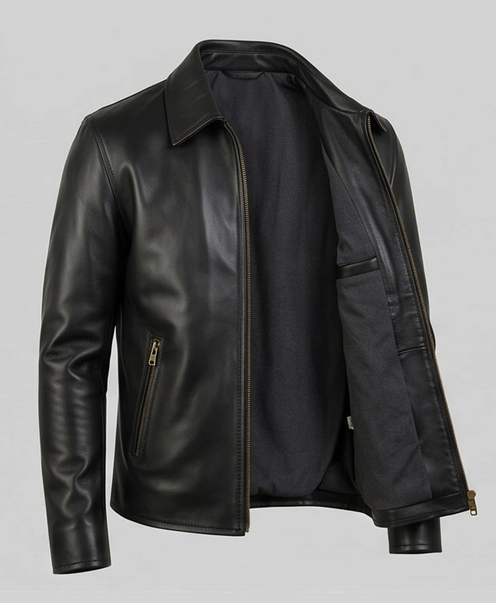 Premium black leather outerwear offering modern style and durability