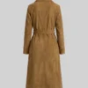 Quarter Length Button Down Brown Suede Coat For Womens