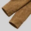 Quarter Length Button Down Suede Brown Coat For Women