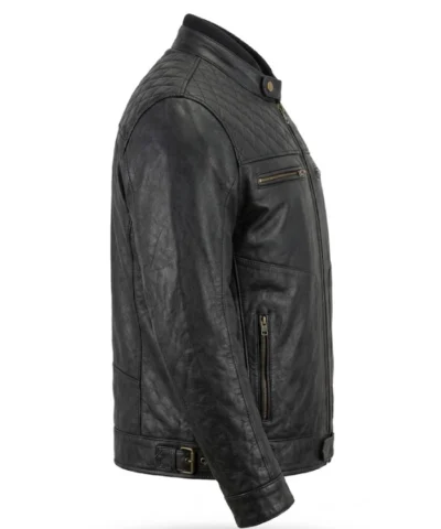 Quilted Cafe Racer Black Biker Jacket