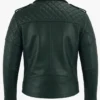 Quilted Cafe Racer Green Jacket For Mens