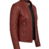 Quilted Cafe Racer Leather Jacket