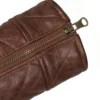 Quilted Cropped Cognac Leather Jacket For Women Sleeve Up Cuffs